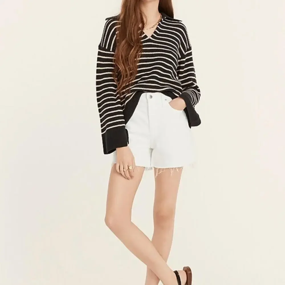 NWT J. Crew High-Rise Denim Short In White Mid Length 27 *Flaw